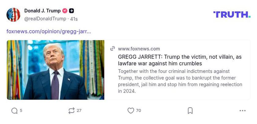 Post image from Donald Trump