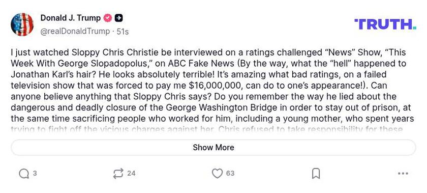 Post image from Donald Trump