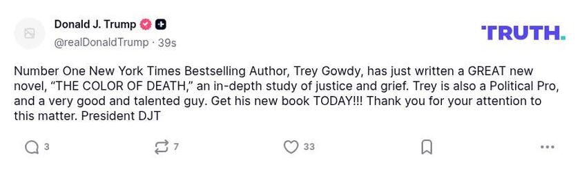 Post image from Donald Trump