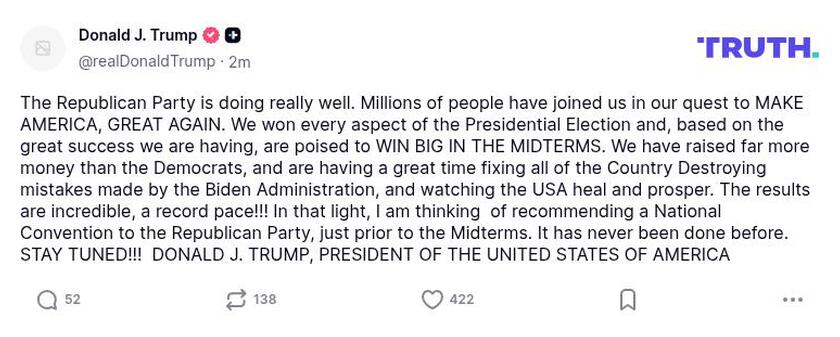 Post preview from Donald Trump