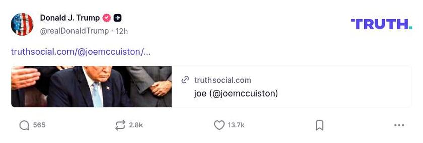 Post image from Donald Trump