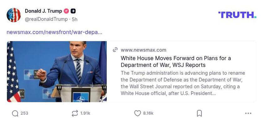 Post image from Donald Trump