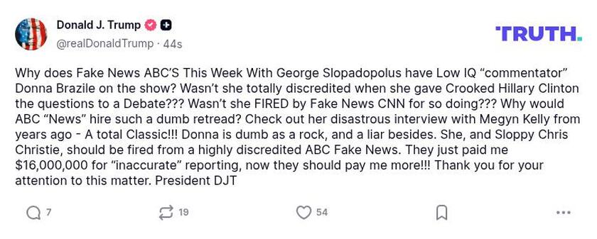 Post preview from Donald Trump