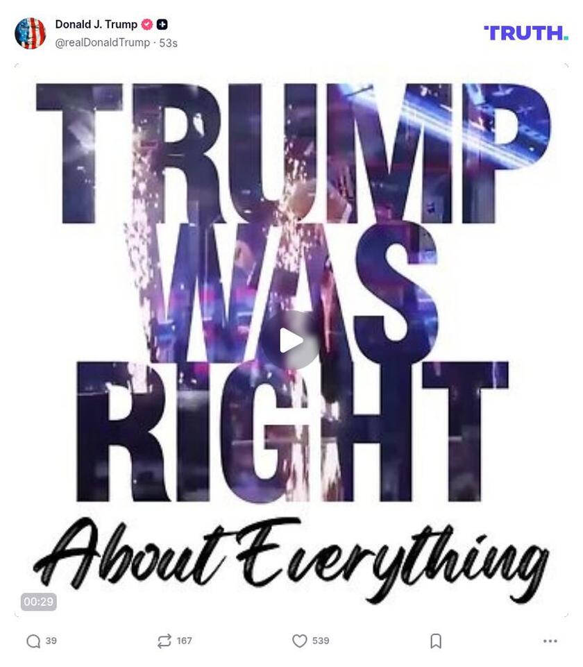 Post image from Donald Trump