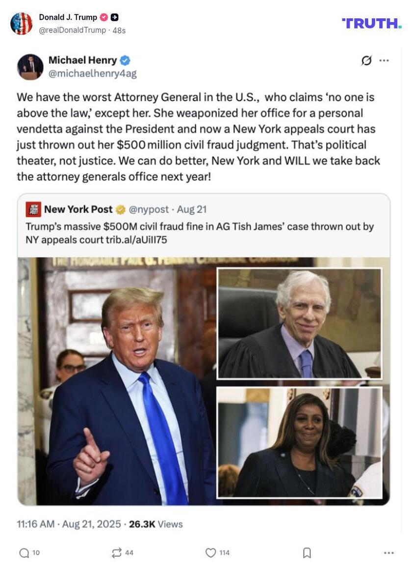 Post image from Donald Trump