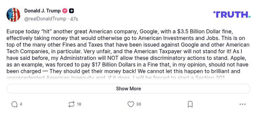 Post image from Donald Trump