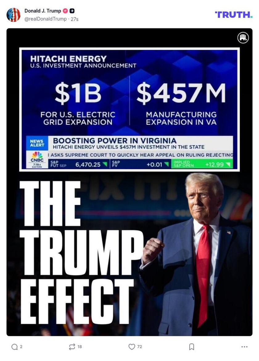 Post image from Donald Trump