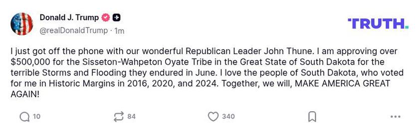 Post image from Donald Trump