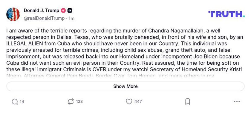 Post preview from Donald Trump