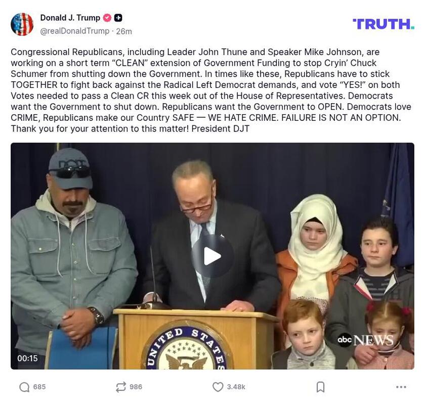 Post image from Donald Trump