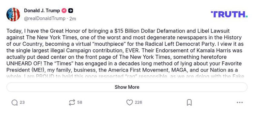 Post image from Donald Trump