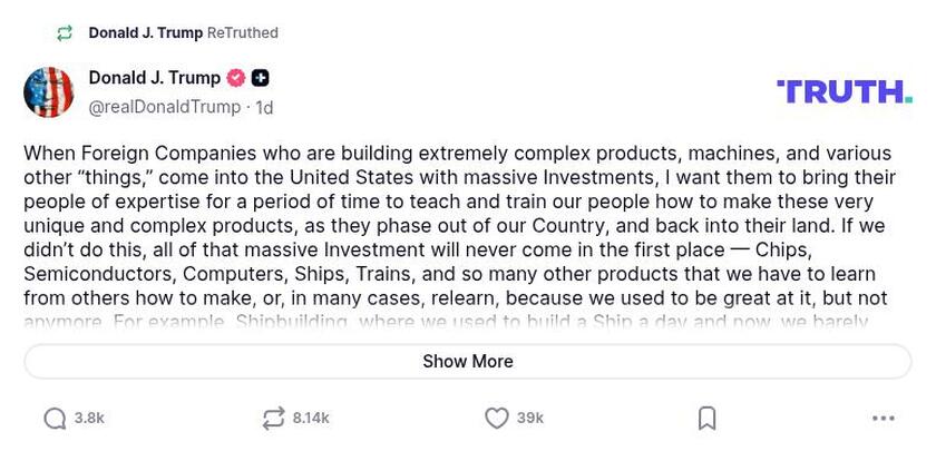 Post image from Donald Trump