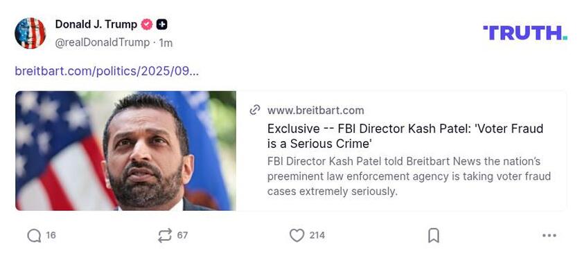 Post image from Donald Trump