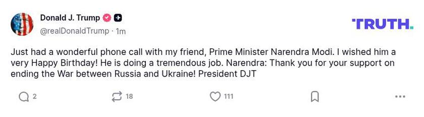 Post preview from Donald Trump