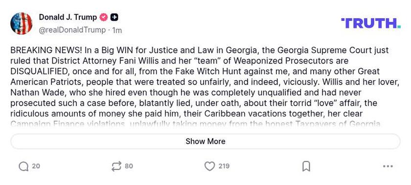 Post preview from Donald Trump