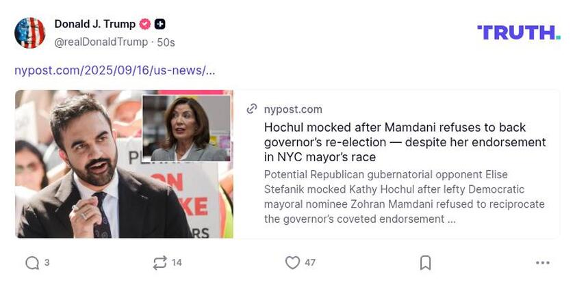 Post image from Donald Trump