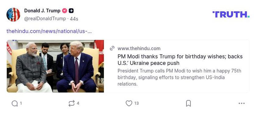 Post image from Donald Trump