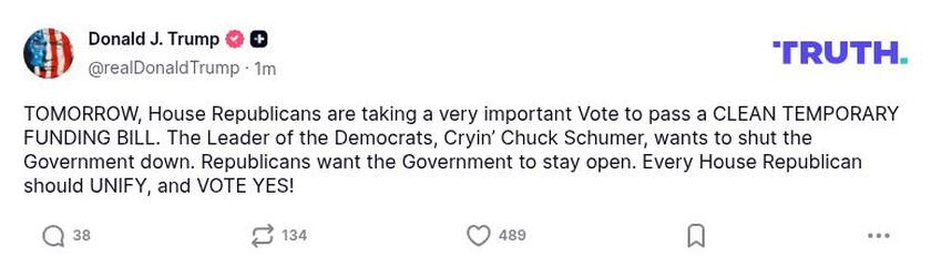 Post image from Donald Trump