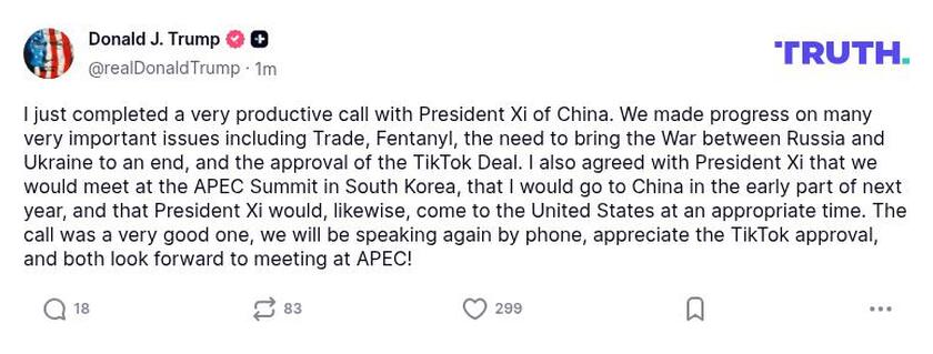 Post preview from Donald Trump