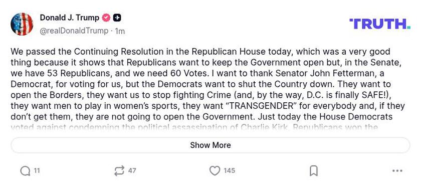 Post image from Donald Trump