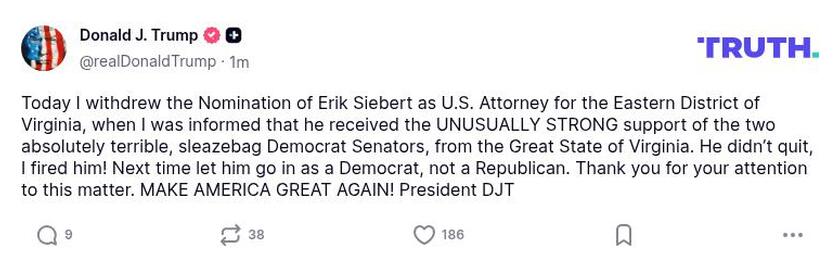 Post image from Donald Trump