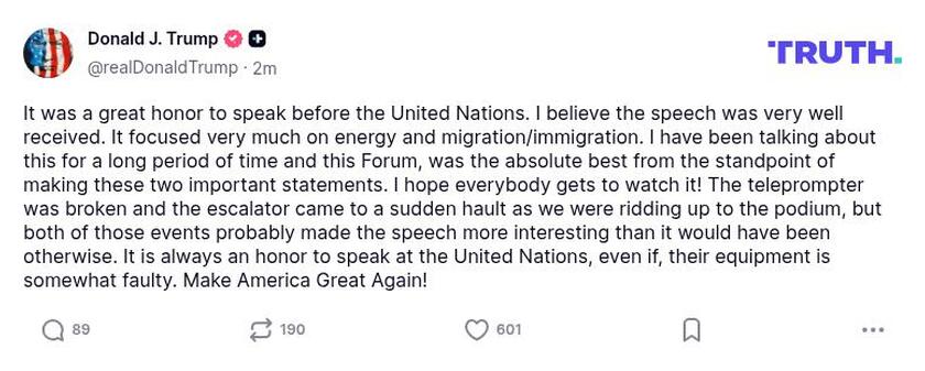 Post preview from Donald Trump