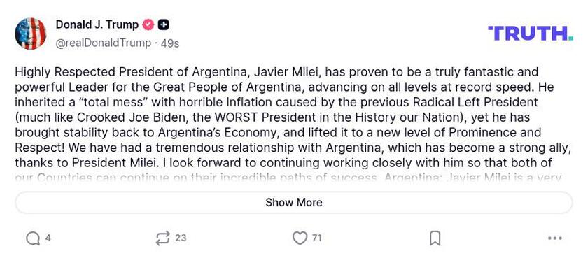 Post preview from Donald Trump