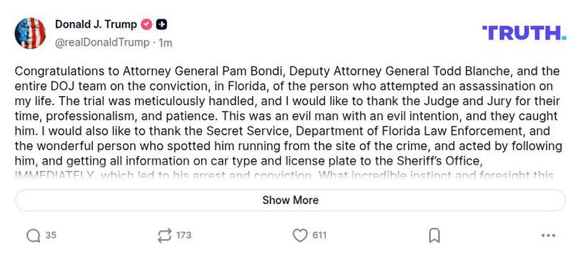 Post image from Donald Trump