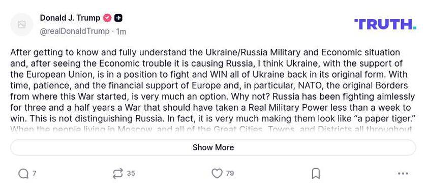 Post preview from Donald Trump