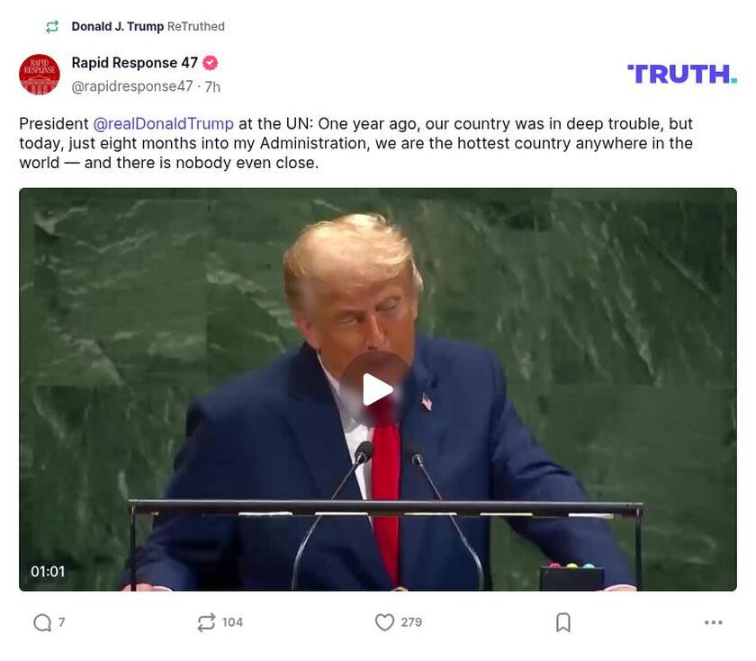 Post image from Donald Trump