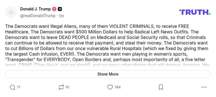 Post image from Donald Trump