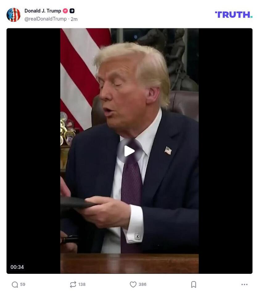 Post image from Donald Trump