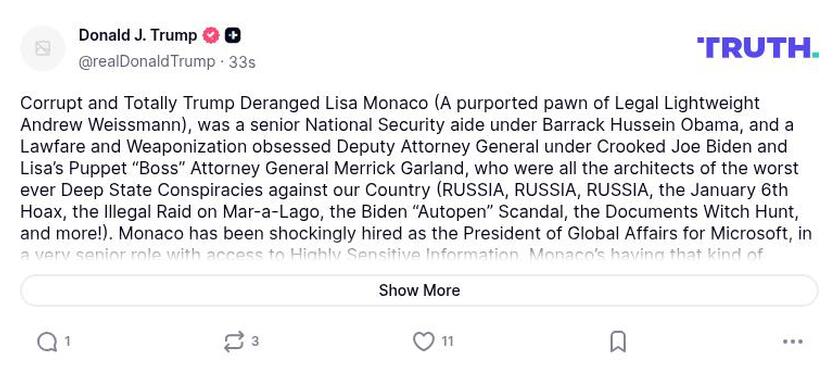 Post preview from Donald Trump