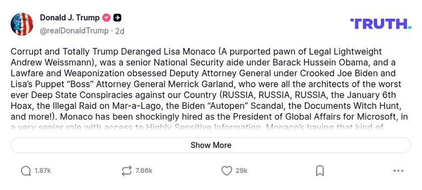 Post preview from Donald Trump