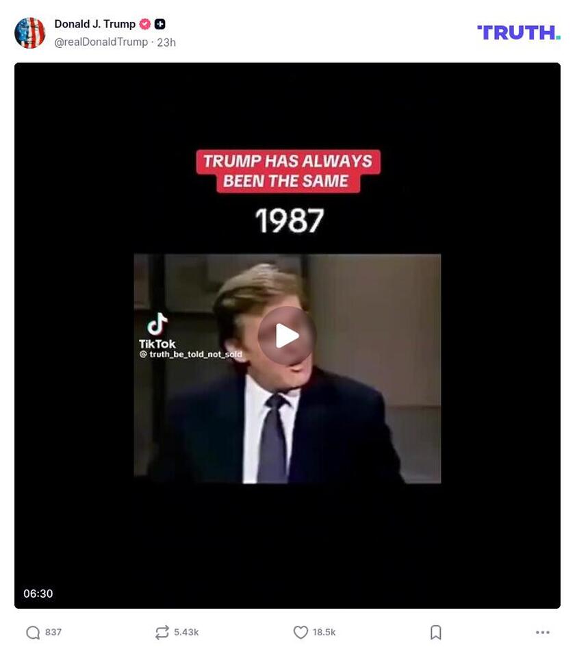 Post image from Donald Trump