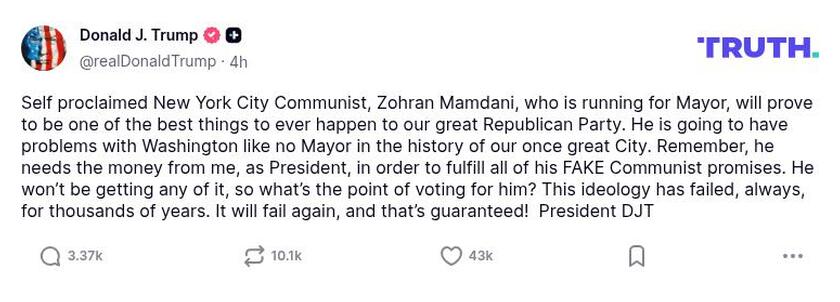 Post image from Donald Trump