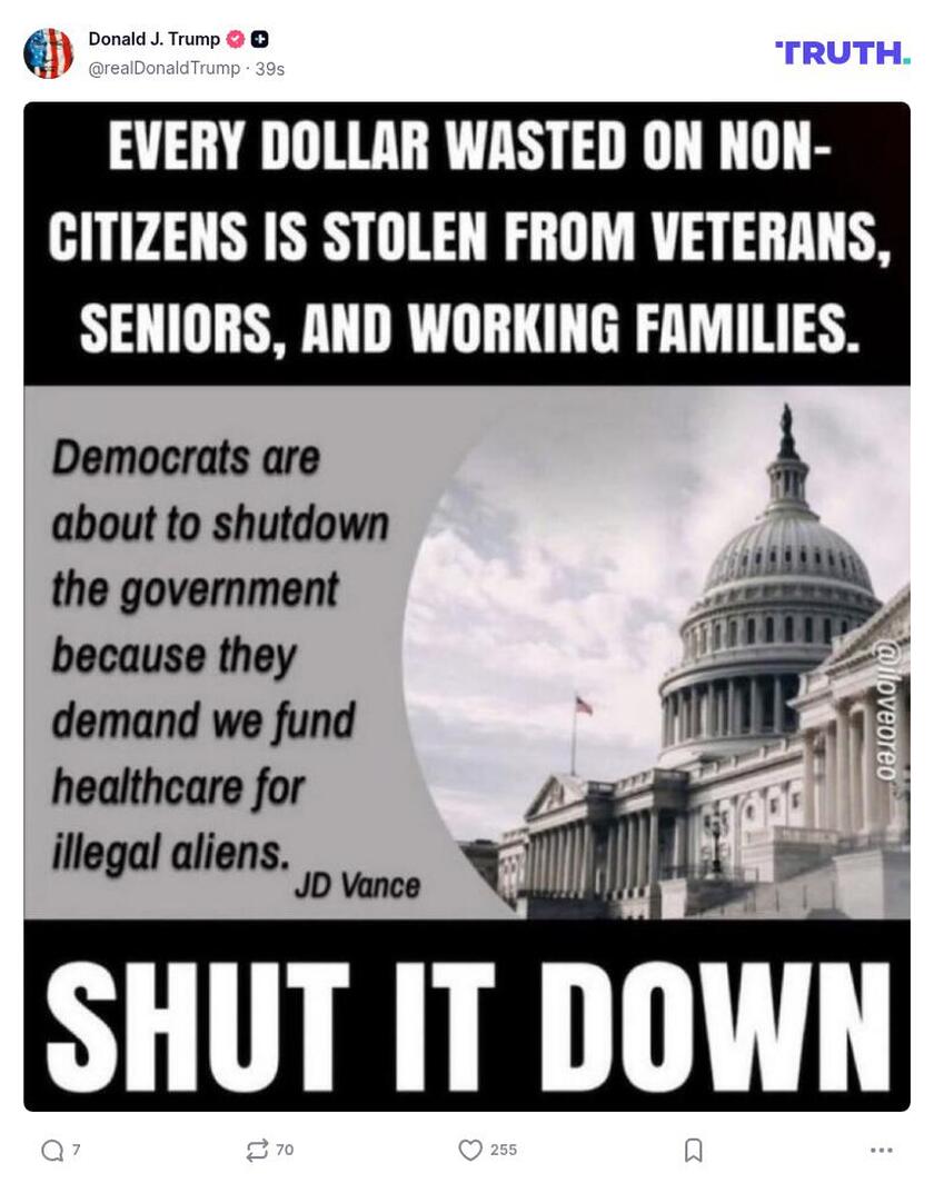 Post image from Donald Trump