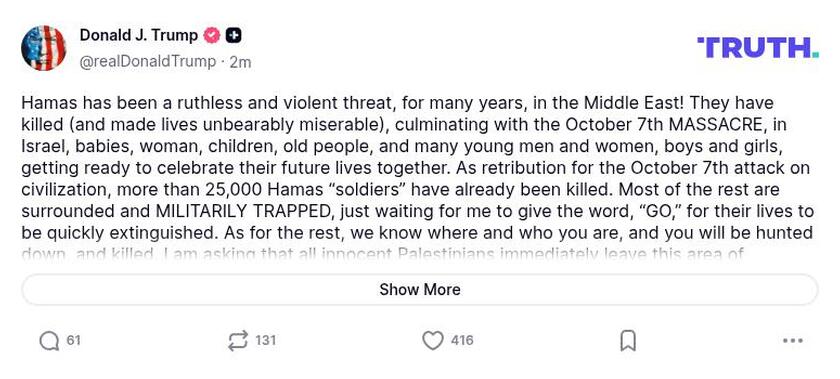 Post preview from Donald Trump