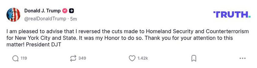 Post image from Donald Trump