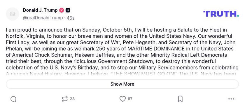 Post image from Donald Trump