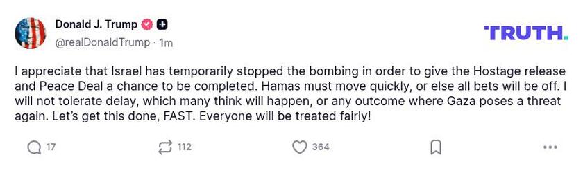 Post preview from Donald Trump