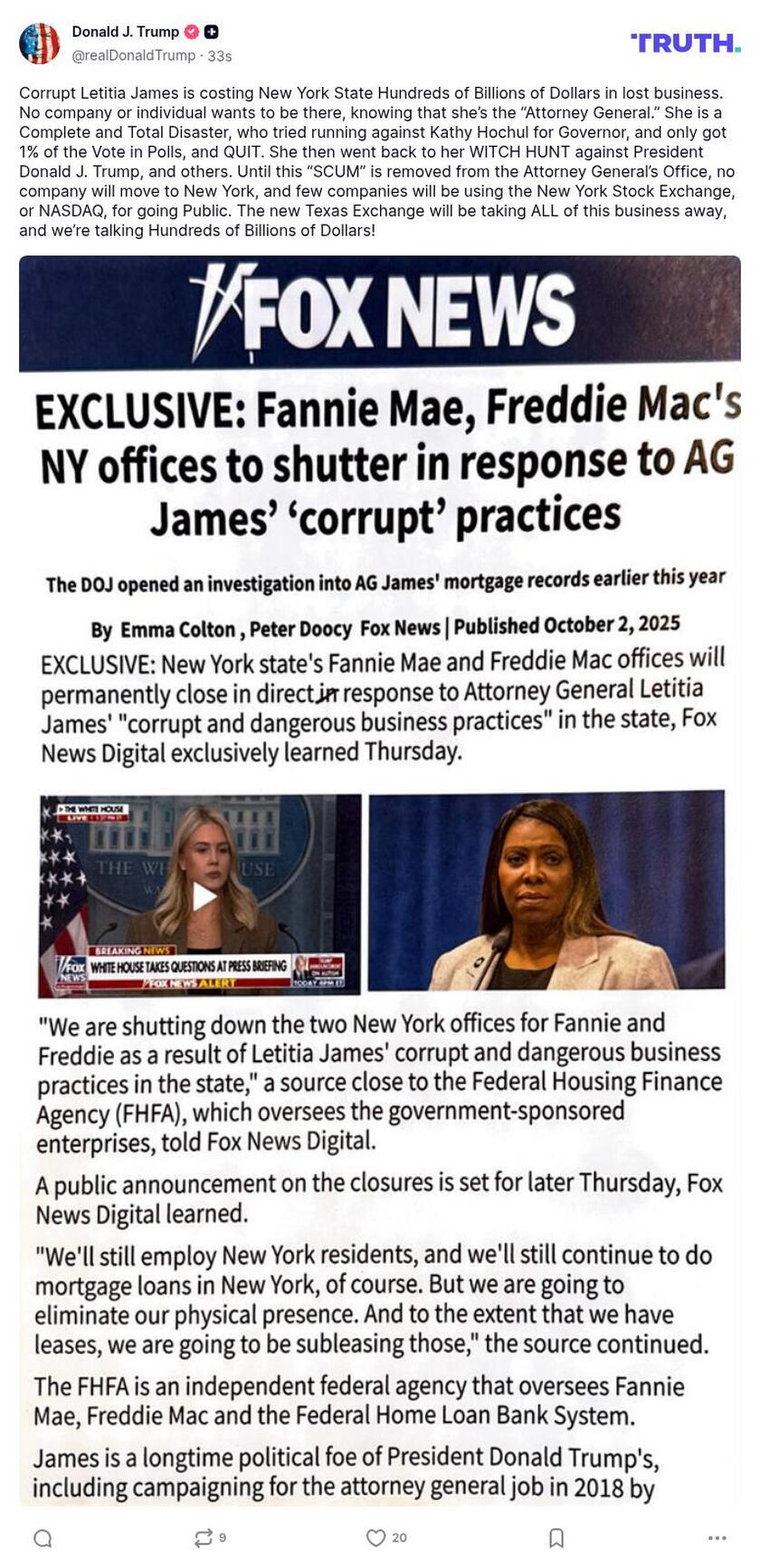 Post image from Donald Trump