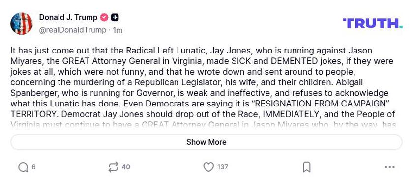 Post image from Donald Trump