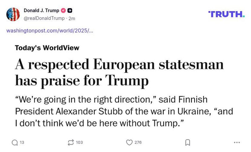 Post preview from Donald Trump