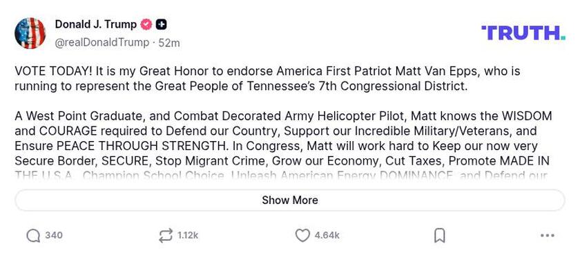 Post image from Donald Trump