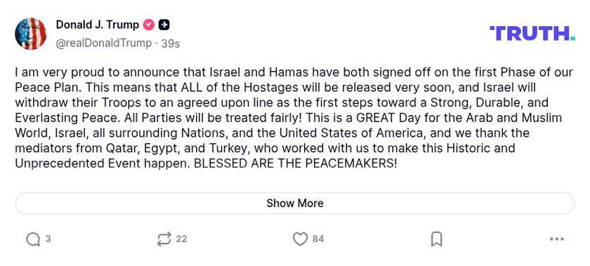 Post preview from Donald Trump