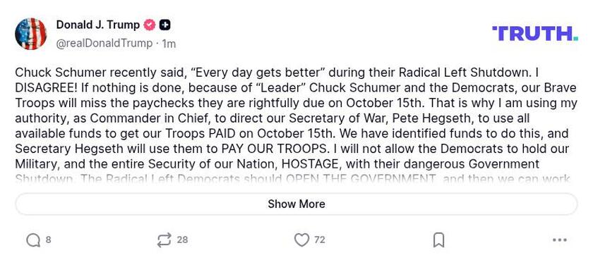 Post image from Donald Trump