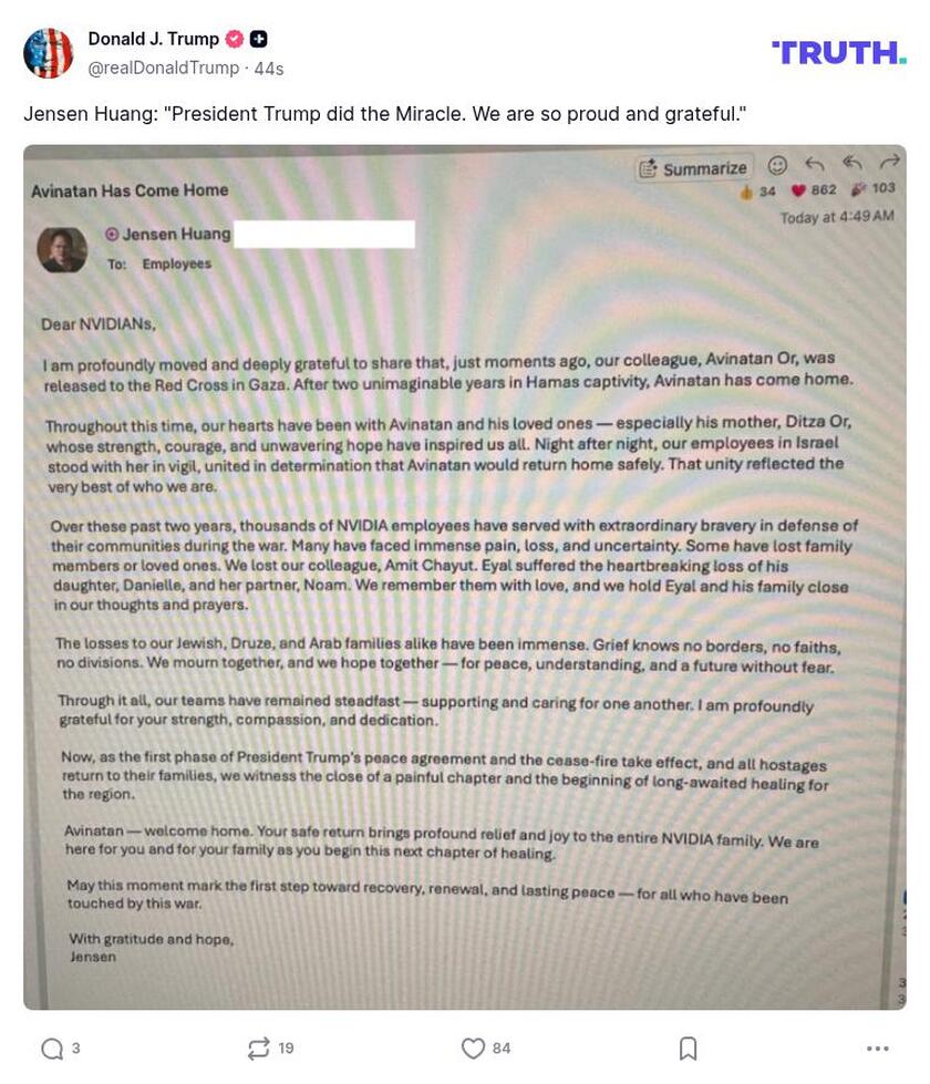 Post image from Donald Trump