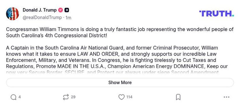 Post image from Donald Trump