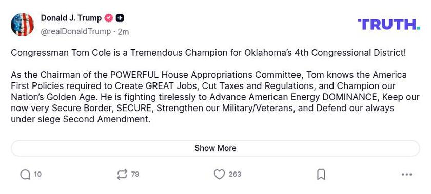 Post image from Donald Trump